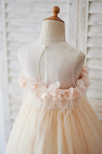 Vestido de princesa/vestido de tul hasta la rodilla para niña de las flores 