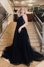Spaghetti Straps A-Line Prom Dress With Appliques