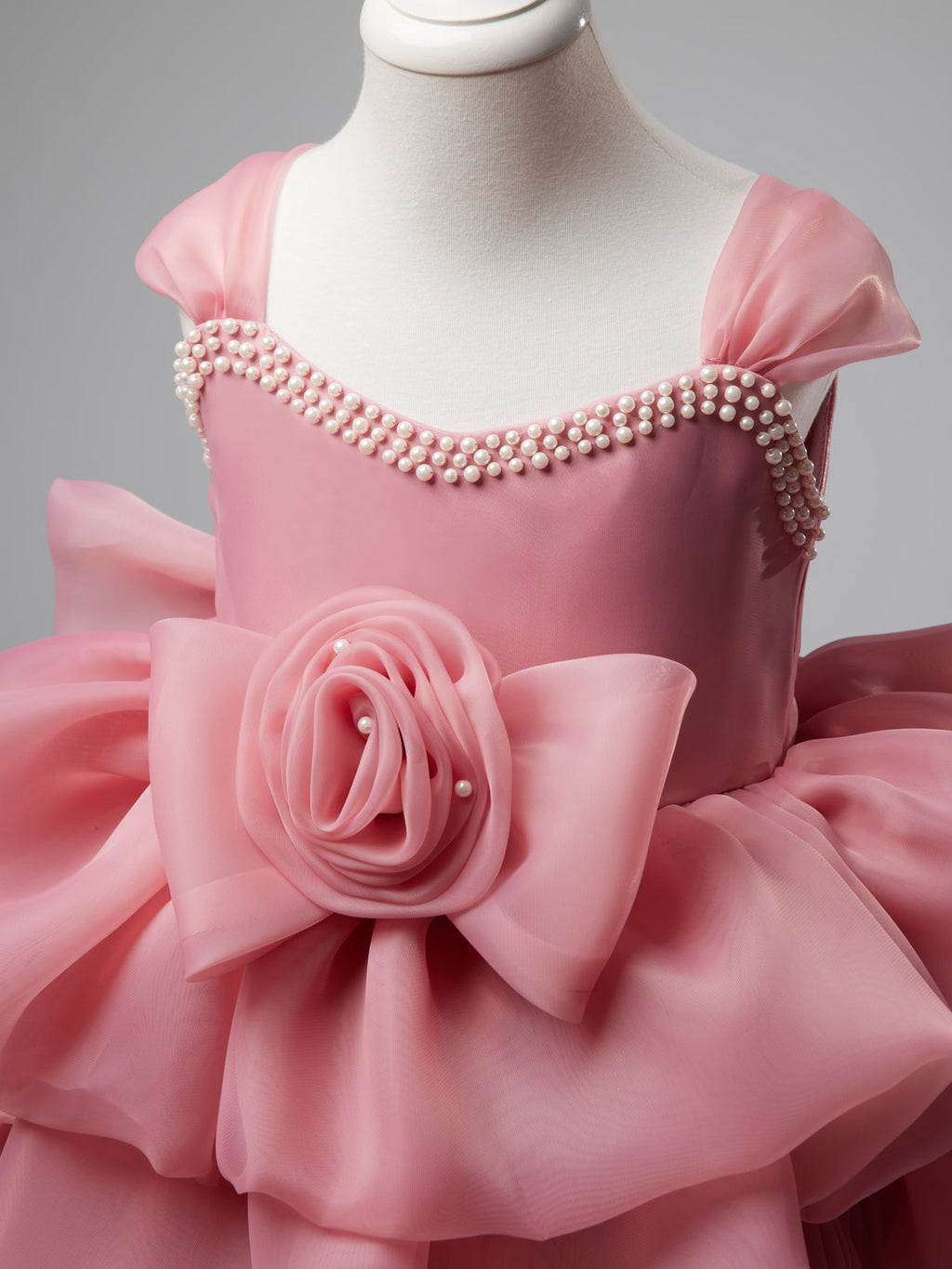 Vestido de organza con flores 3D hasta la rodilla para fiesta de primer cumpleaños de niña 