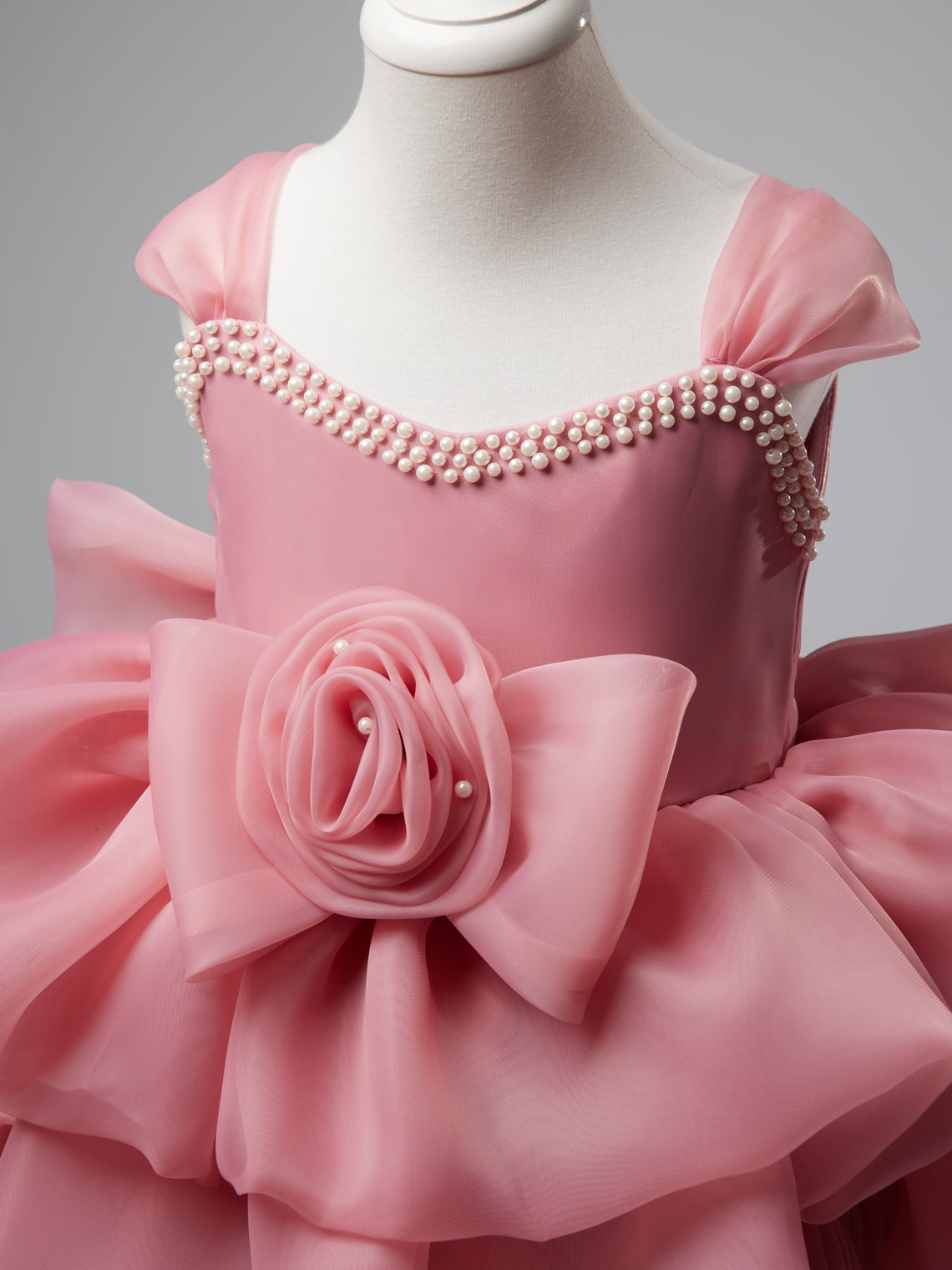 Vestido de organza con flores 3D hasta la rodilla para fiesta de primer cumpleaños de niña 