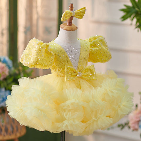 Robe bébé fille en tulle à sequins, longueur genou 