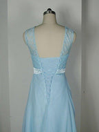 Vestidos de dama de honor de encaje azul bebé para fiesta de bodas BD012