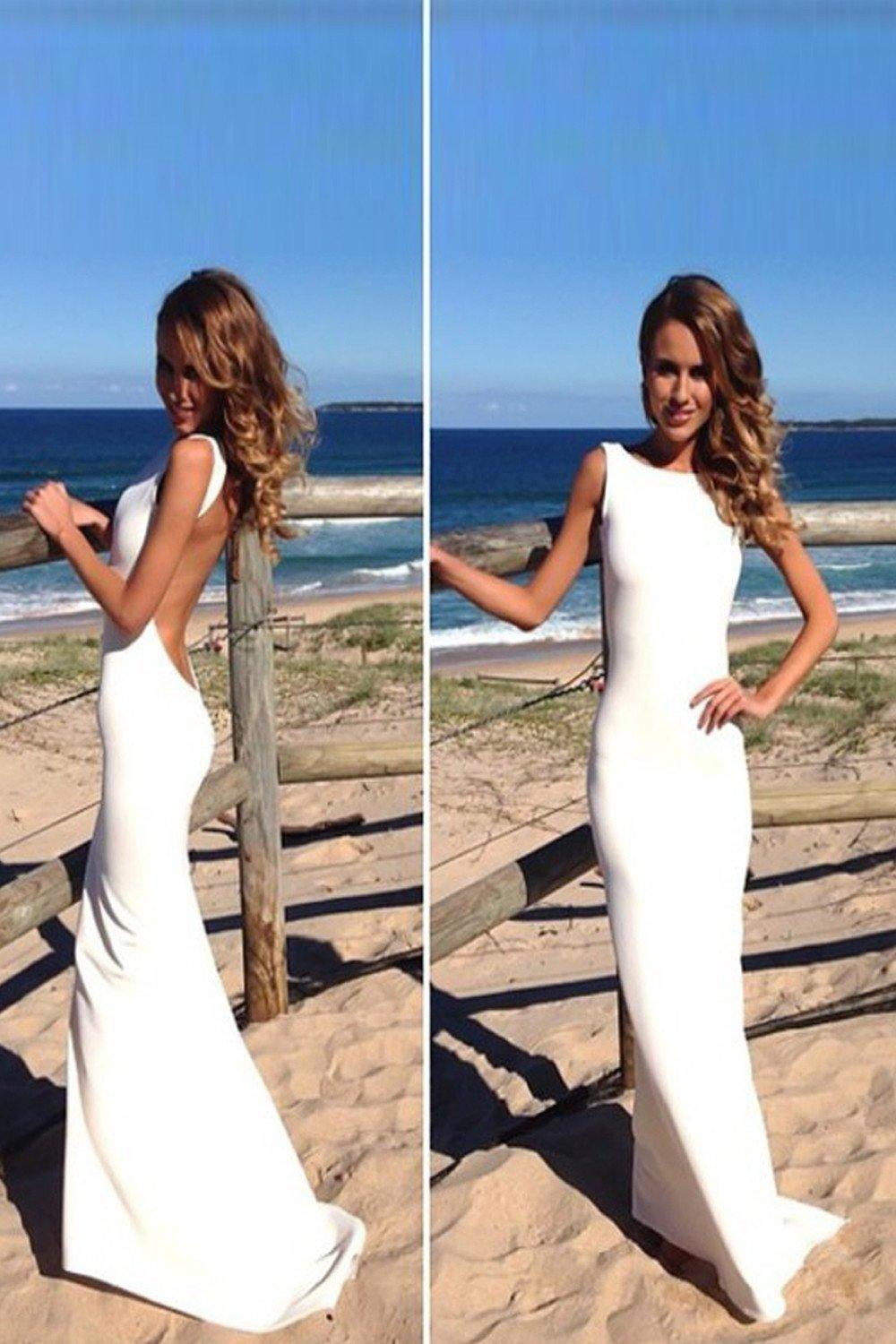 Robes de bal longues en mousseline de soie dos nu, style fourreau