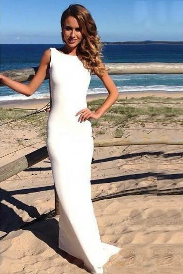 Robes de bal longues en mousseline de soie dos nu, style fourreau