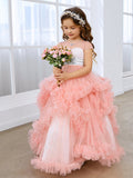 Vestido de princesa/vestido de tul hasta el suelo para niña de las flores 