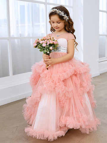 Vestido de princesa/vestido de tul hasta el suelo para niña de las flores 