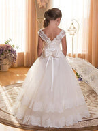 Robe de bal en mousseline et tulle avec col bijou, robe de mariée, d'anniversaire ou de demoiselle d'honneur, à manches longues
