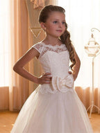 Robe de bal en mousseline et tulle avec col bijou, robe de mariée, d'anniversaire ou de demoiselle d'honneur, à manches longues