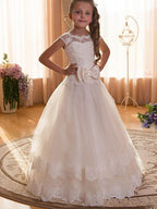 Robe de bal en mousseline et tulle avec col bijou, robe de mariée, d'anniversaire ou de demoiselle d'honneur, à manches longues