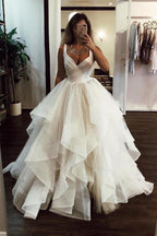 Robe de bal élégante en tulle à volants cascade, longueur au sol, modèle WD346