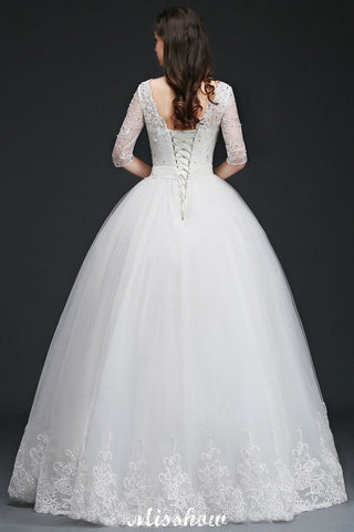 Vestidos de novia glamurosos de tul hasta el suelo, estilo princesa, con encaje.