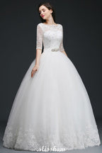 Robe de bal longue en tulle, robe de mariée glamour avec dentelle