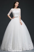 Robe de bal longue en tulle, robe de mariée glamour avec dentelle