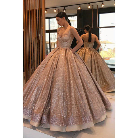 Vestido de fiesta largo con escote en forma de corazón y lentejuelas doradas, con bolsillos, para noche formal. 