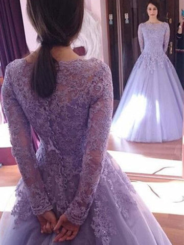 Vestidos de baile de gala con joyas, mangas largas, encaje y tul hasta el suelo