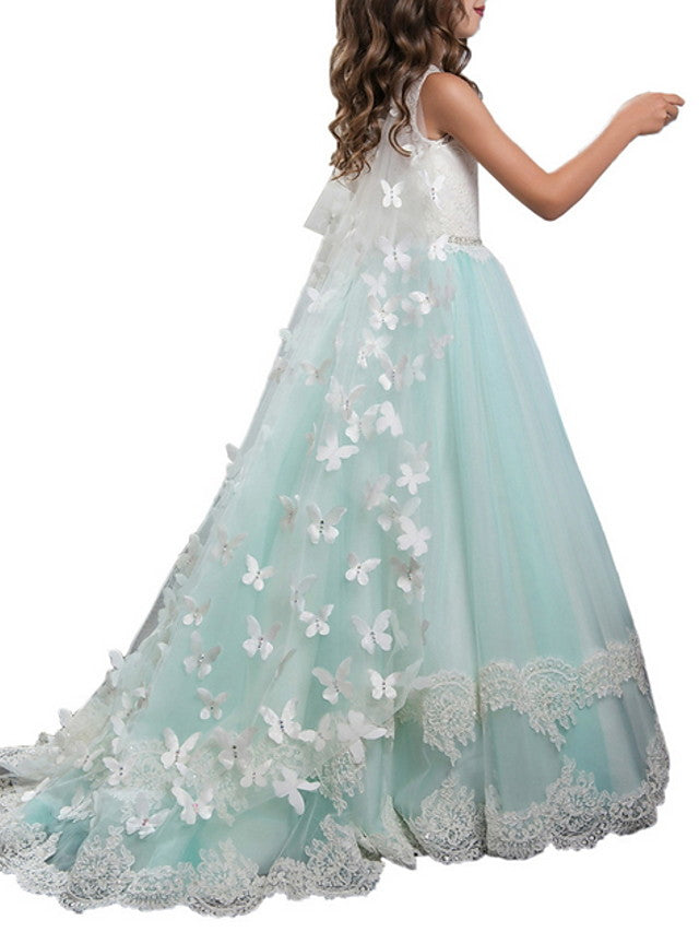 Vestidos de gala con cuello joya para bodas, eventos y fiestas, vestidos de niña de las flores con apliques y bloques de color.