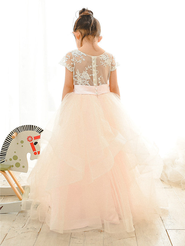 Robe de bal en dentelle et tulle pour mariage, anniversaire, concours de beauté, demoiselle d'honneur