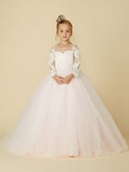 Robe de bal en dentelle et tulle, robe de demoiselle d'honneur avec manches, robe de cérémonie de mariage ou de concours de beauté