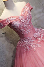 Robe de bal en tulle à épaules dénudées avec appliques WD196
