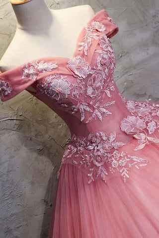 Vestido de novia de tul con hombros descubiertos y apliques, estilo princesa, WD196