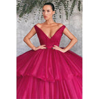 Robe de bal longue à épaules dénudées et col en V 