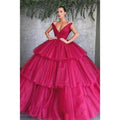 Robe de bal longue à épaules dénudées et col en V 