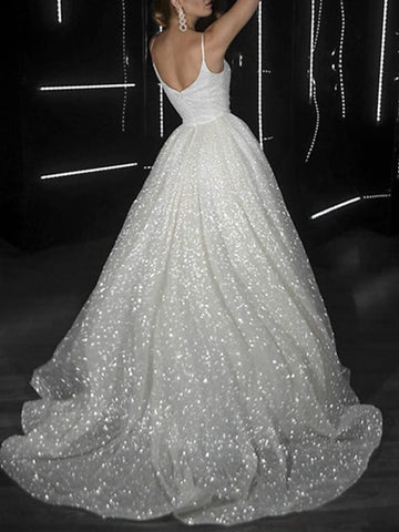 Vestidos de gala para baile de graduación, vestidos brillantes para bodas, fiestas, vestidos con cola, sin mangas, tirantes finos, tul con lentejuelas