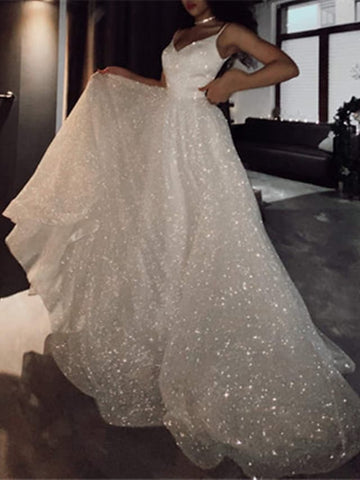 Vestidos de gala para baile de graduación, vestidos brillantes para bodas, fiestas, vestidos con cola, sin mangas, tirantes finos, tul con lentejuelas