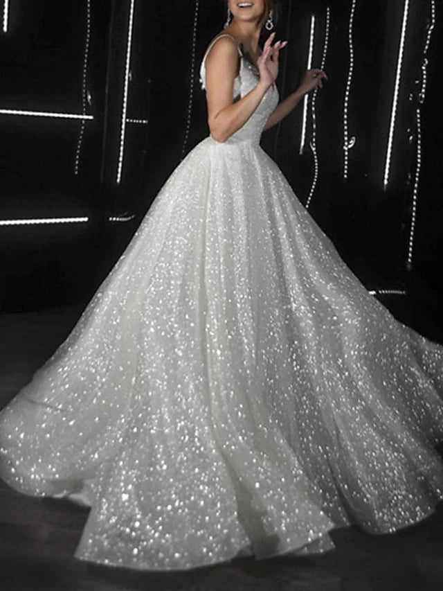 Vestidos de gala para baile de graduación, vestidos brillantes para bodas, fiestas, vestidos con cola, sin mangas, tirantes finos, tul con lentejuelas