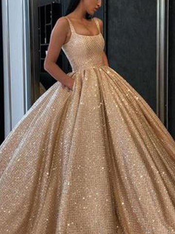 Vestidos de baile de gala con volantes, sin mangas y largos hasta el suelo.