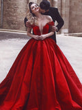 Robe de bal sans manches à épaules dénudées et volants en satin