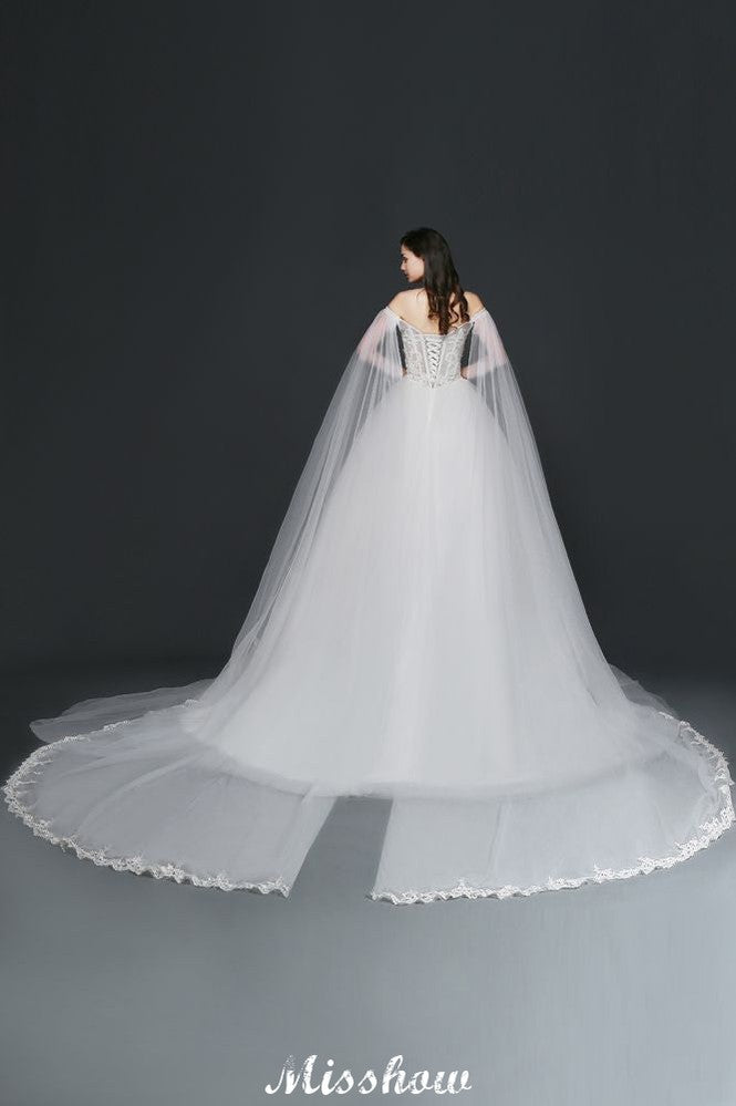 Vestidos de novia elegantes de tul con apliques y tirantes de baile