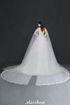 Vestidos de novia elegantes de tul con apliques y tirantes de baile