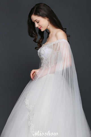 Vestidos de novia elegantes de tul con apliques y tirantes de baile