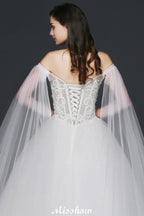 Vestidos de novia elegantes de tul con apliques y tirantes de baile