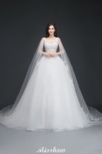 Vestidos de novia elegantes de tul con apliques y tirantes de baile