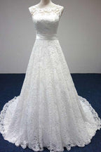 Robe de mariée sans manches à coupe bateau, ceinture en dentelle et nœud papillon, modèle WD158 