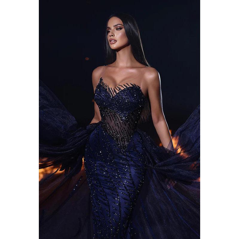 Robe de soirée sirène scintillante, glamour et spectaculaire, col en V, sans manches