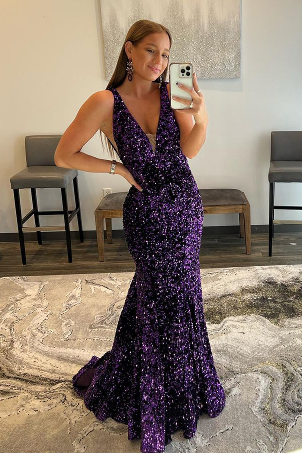 Robe de bal sirène à paillettes