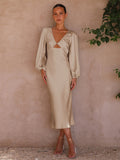 Dress High-Grade Satin Lace-up Backless Bridesmaid Dress Elegant Women's Dress Evening Dress Dress