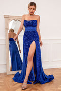 Robe de bal bustier à sequins royaux