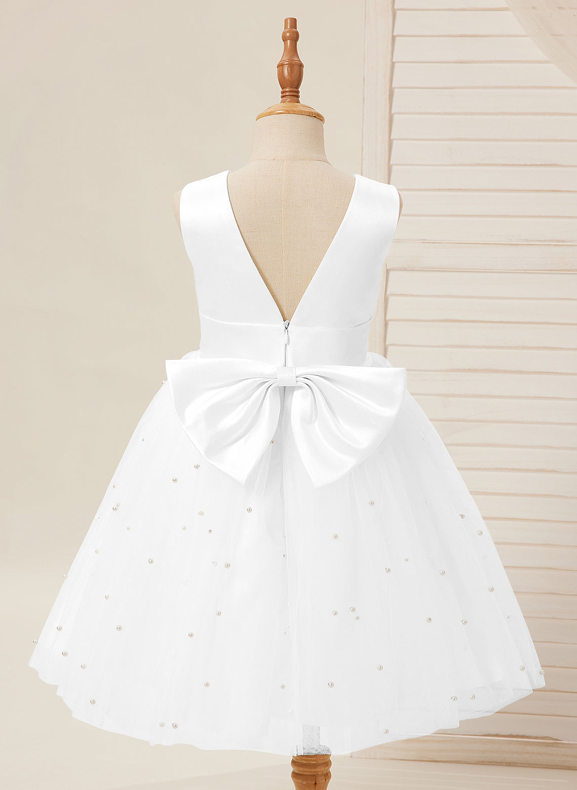Vestido de princesa/vestido de princesa de satén y tul hasta la rodilla para niña de las flores 