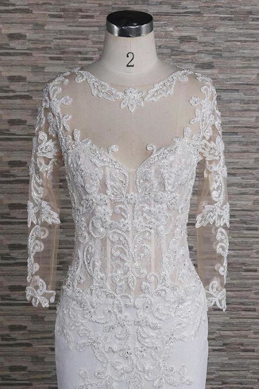 Beading Appliques Long Sleeve Mermaid Elegant Wedding Dresses