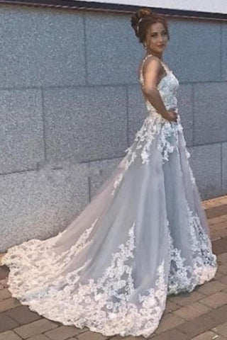 Beautiful A-line Long Sleeveless Sweetheart Prom Dresses With Lace
