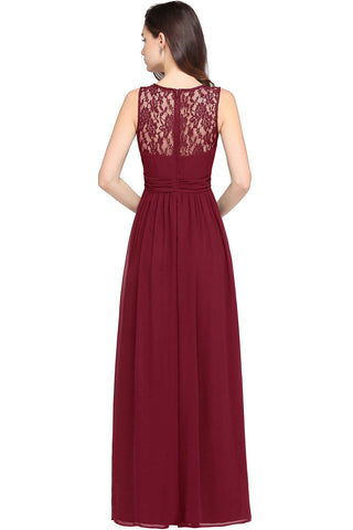 Preciosos vestidos de dama de honor de gasa sin mangas con escote redondo y corte en A