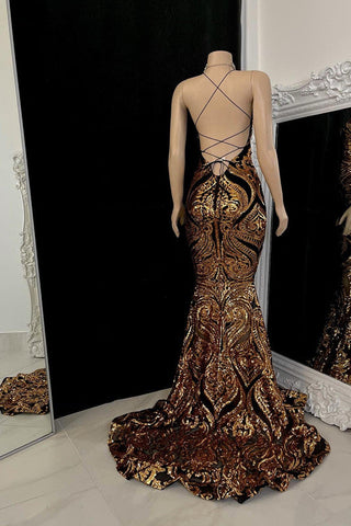 Beautiful Halter Criss-cross Mermaid Sleeveless Prom Dress