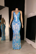 Beautiful Long Mermaid Sleeveless V-neck Backless Prom Dress