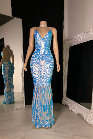 Beautiful Long Mermaid Sleeveless V-neck Backless Prom Dress