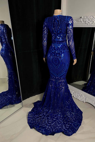 Beautiful Long Mermaid V-neck Prom Dress With Long Sleeves