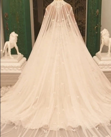 Preciosos vestidos de novia de corte princesa, línea A, con joyas, encaje y mangas largas.